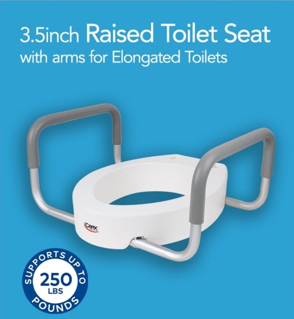 Raised Toilet Seat with Arms Standard for Elderly Handicap Bathroom Riser Lift